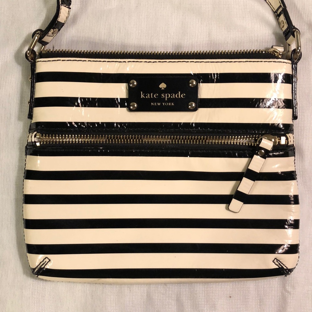 Kate Spade Black and White Striped Vinyl Purse